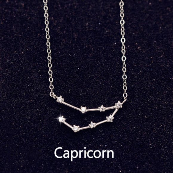 Sterling Silver Diamond Zodiac Necklace--Capricorn - Picture 1 of 3